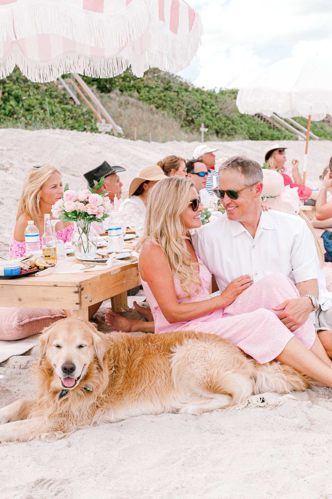 The cutest picnic on the beach to celebrate Janessa's 50th birthday - pups included. 